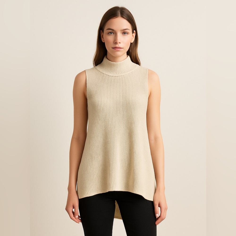 🔴 Cotton Candy Cream Sleeveless Knit Sweater Tunic S/M